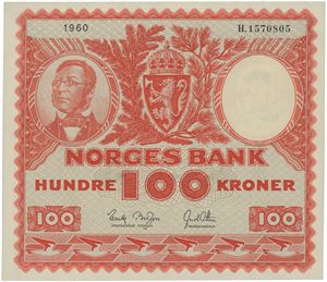 100 kroner 1960. H.1570805.