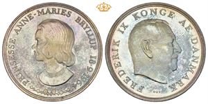 2 kroner 1964, uten verdiangivelse. Prinsesse Anne-maries bryllup