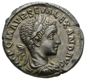SEVERUS ALEXANDER 222-235, denarius, Roma 222-228 e.Kr. R: Aequitas stående mot venstre. Liten pregesprekk/minor striking crack