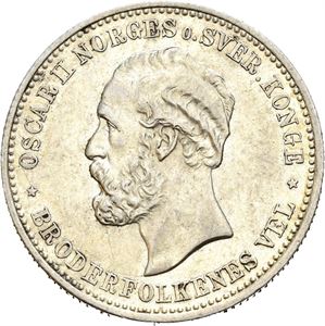 OSCAR II 1872-1905, KONGSBERG, 2 kroner 1887