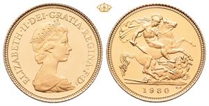 England. Elizabeth II, 1/2 sovereign 1980
