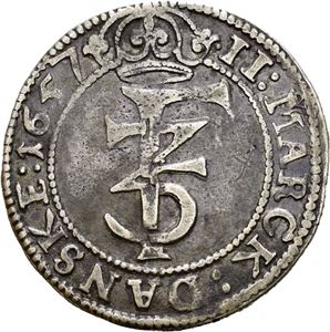 FREDERIK III 1648-1670, CHRISTIANIA, 2 mark 1657. S.41