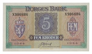 5 kroner 1944. X986886