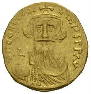 CONSTANS II 641-668, solidus, Constantinople (4,41 g). R: Kors på tre trinn.