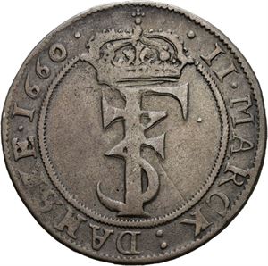 FREDERIK III 1648-1670. 2 mark 1660. S.47