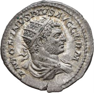 Caracalla 198-217, antoninian, Roma 216 e.Kr. R: Serapis stående mot venstre. Revers svakt preget/reverse weakly struck