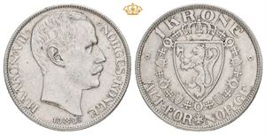 1 krone 1908, myntmerke på plate