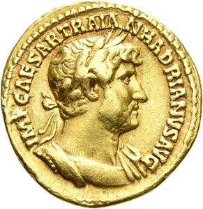 HADRIAN 117-138, aureus, Roma 119-125 e.Kr. (7,21 g). R: Jupiter sittende mot venstre