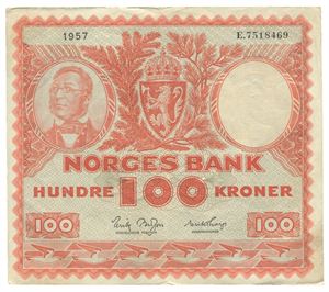 100 kroner 1957. E7518469