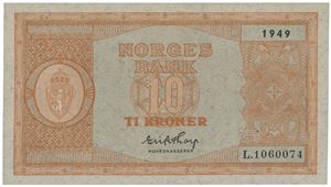10 kroner 1949. L.1060074.