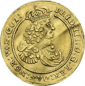 Frederik III, 2 dukat 1664. Buklet/creased. S.6