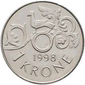 1 krone 1998 uten hull