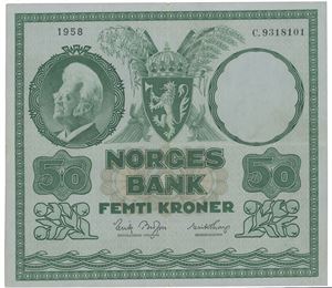 50 kroner 1958. C.9318101.