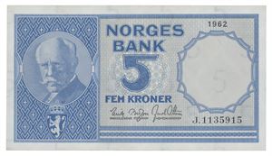 Norway. 5 kroner 1962. J1135915