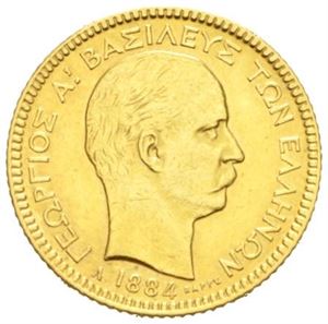 George I, 20 drachmai 1884.