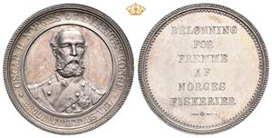 Oscar II. Belønning for Fremme af Norges Fiskerier 1888. Throndsen. Sølv