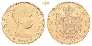 Alfonso XIII, 20 pesetas 1890. MP M