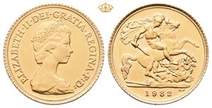 England. Elizabeth II, 1/2 sovereign 1982