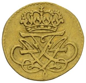 1 skilling 1711. Avslag i gull/struck in gold. (1,72 g). RR. S.22a