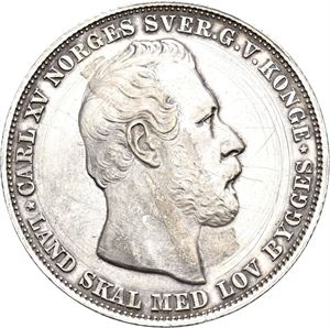 CARL XV 1859-1872 Speciedaler 1865. Pusset og riper/cleaned and scratches