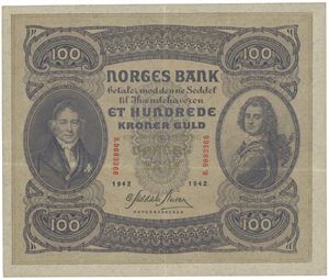 100 kroner 1942. B.9683366.