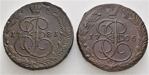5 kopek 1781 & 1785 EM