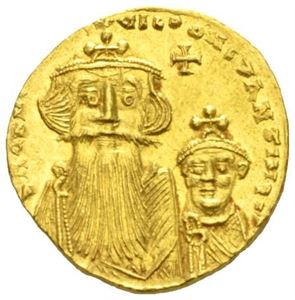 CONSTANS II 641-668, solidus (4,44 g). R: Kors på tre trinn.