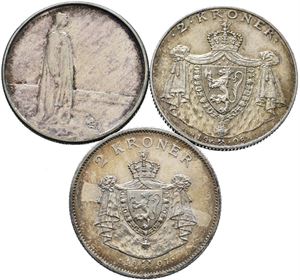 2 kroner jubileum 1906, 07 og 14