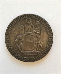Jubileumsutstillingen i Kristiania 1914. Sølv (109 g). 61 mm. Inngravert SPECIMEN