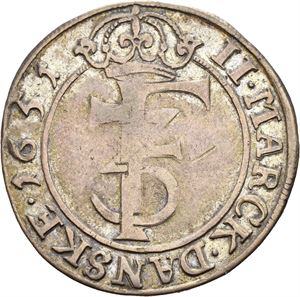 FREDERIK III 1648-1670, CHRISTIANIA, 2 mark 1651. Liten ripe/minor scratch. S.39