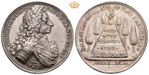 Christian VI. Frederik IV`s død 1730. Berg. Sølv. 40 mm