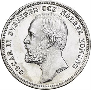 Oskar II, 1 krona 1890. Speilglans/prooflike