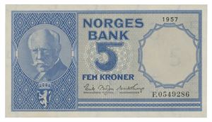Norway. 5 kroner 1957. F0549286