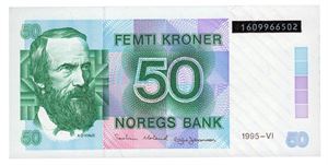 50 kroner 1995. 1609966502. Svart bakgrunn.