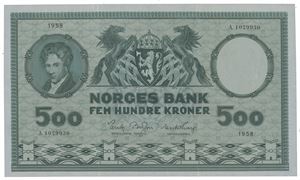 500 kroner 1958. A.1029930.