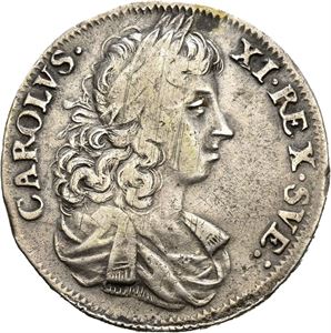 KARL XI 1660-1697, 2 mark 1677. Riper på revers/scratches on reverse