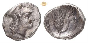 LUCANIA, Metapontum. Circa 325-275 BC. AR diobol (11,5 mm; 1,35 g)