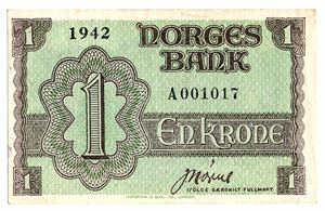 1 krone 1942. A001017