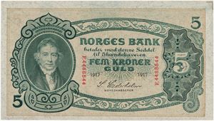 5 kroner 1917. F4488544. Stifthull/pin hole