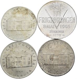 4 minnemynter i sølv