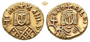 Michael II the Amorian, with Theophilus. AD 820-829. AV solidus (3,88 g; 14,5 mm)