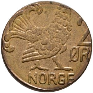 2 øre preget på 1 øre blankett, sjelden variant
