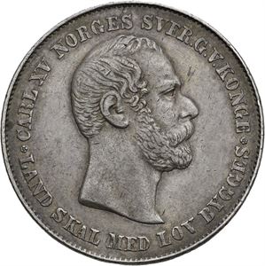 CARL XV 1859-1872. KONGSBERG. 1/2 speciedaler 1862