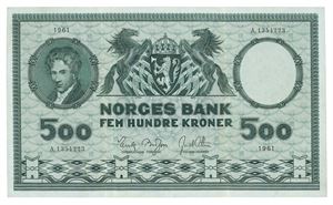 500 kroner 1961. A1354223