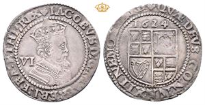 England. James I, 6 pence 1624