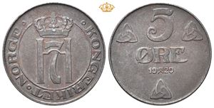 5 øre 1920. Svakt korrodert/slightly corroded