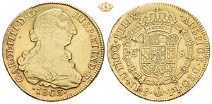 Carl IV, 8 escudos 1803. Santiago
