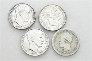Lot 4 stk. 1 krone 1877, 1914, 1915 og 1917