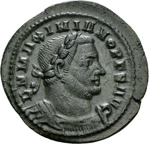MAXIMIANUS 286-310, Æ follis, London 307 e.Kr. R: Genius stående mot venstre