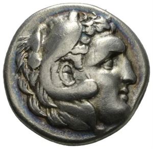 THRAKIA, Kallatis, etter 281 f.Kr., oktobol (4,93 g). Hode av Herakles mot høyre kledd i løveskinn/Kornaks, klubbe og bue